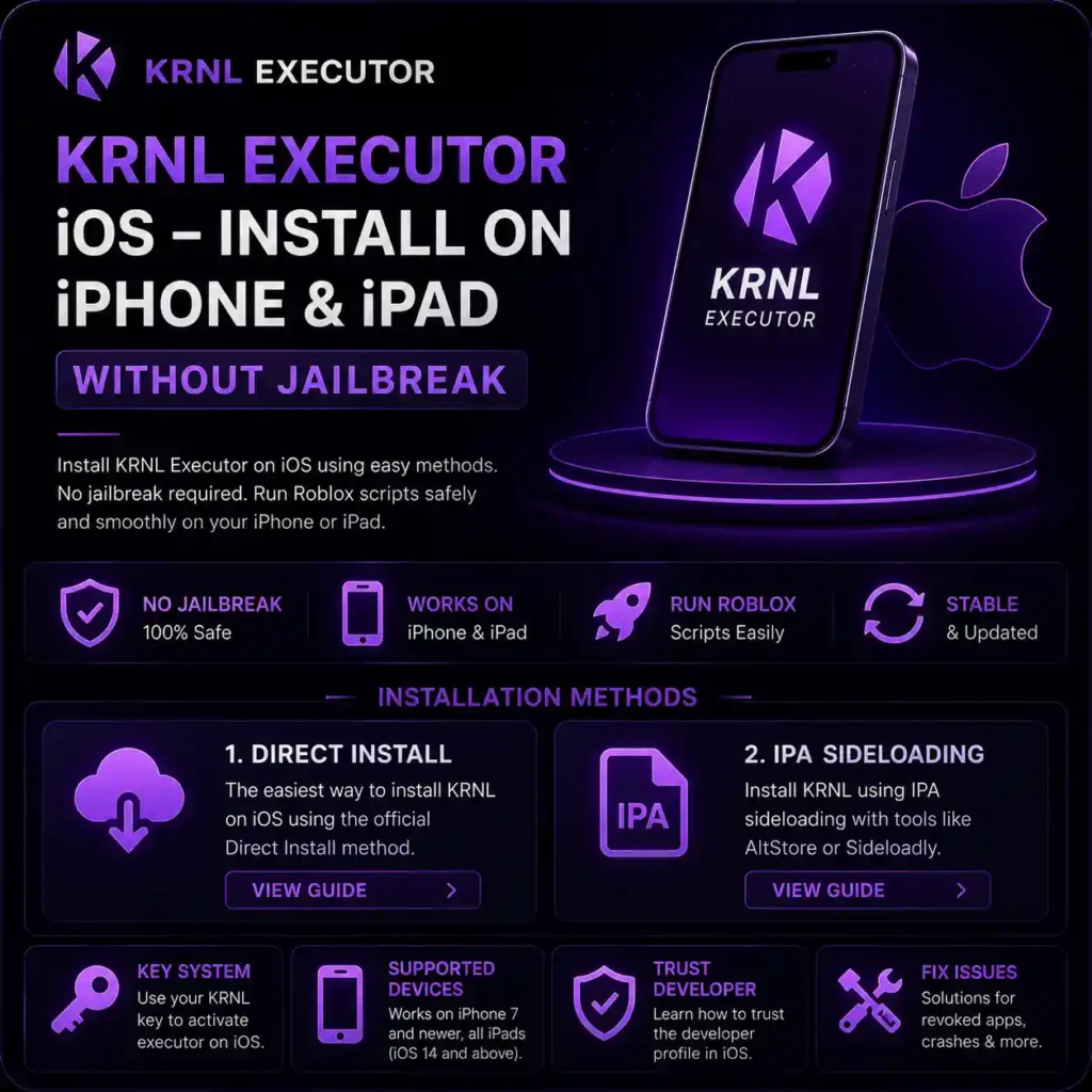 KRNL Executor iOS – Install on iPhone & iPad Without Jailbreak