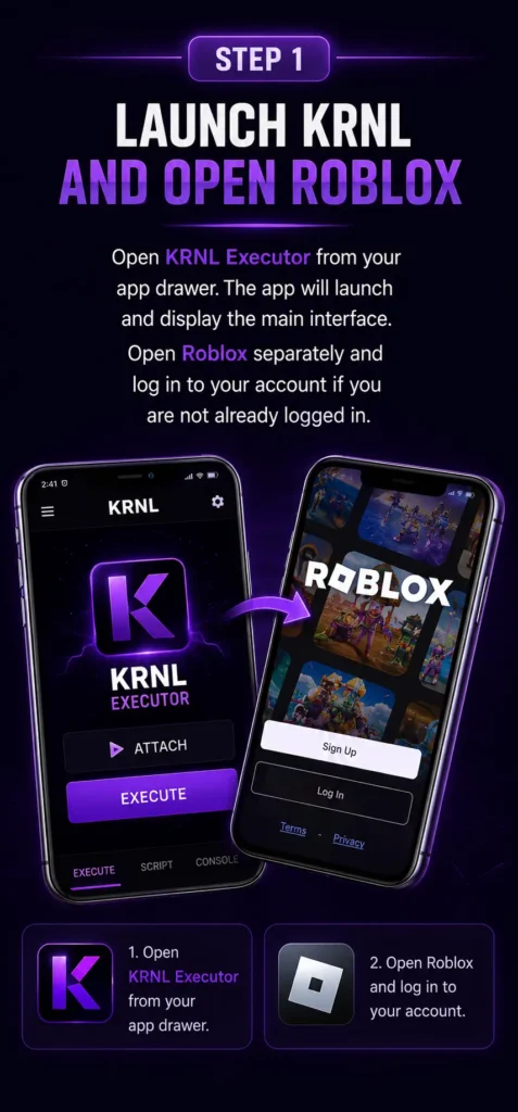 Step 1 – Launch KRNL and Open Roblox